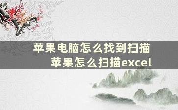 苹果电脑怎么找到扫描 苹果怎么扫描excel